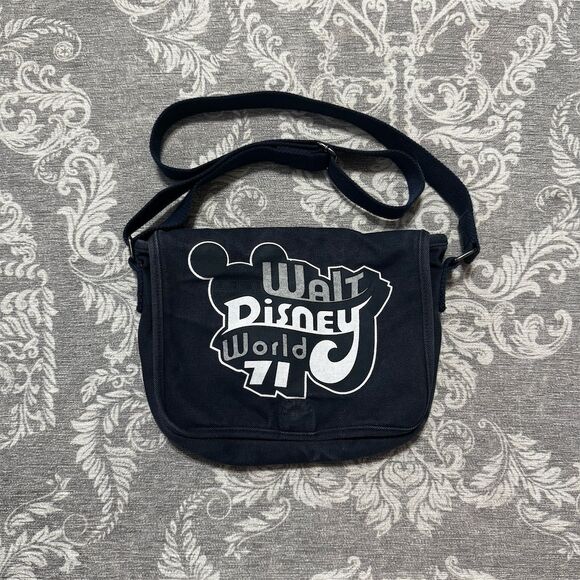 Disney Unisex Blue Canvas Messenger Bag Everyday Use - Picture 1 of 8